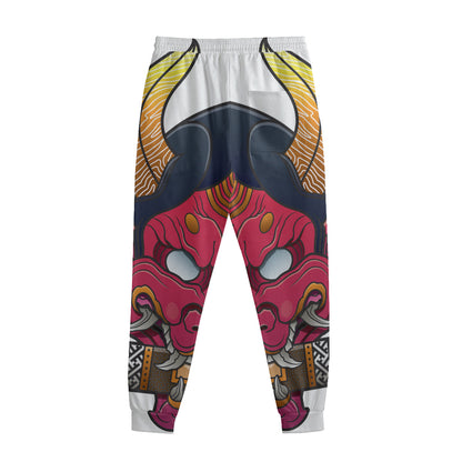 Japanese Demon Mask Print Sweatpants