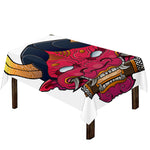 Japanese Demon Mask Print Tablecloth
