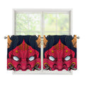 Japanese Demon Mask Print Tier Curtains
