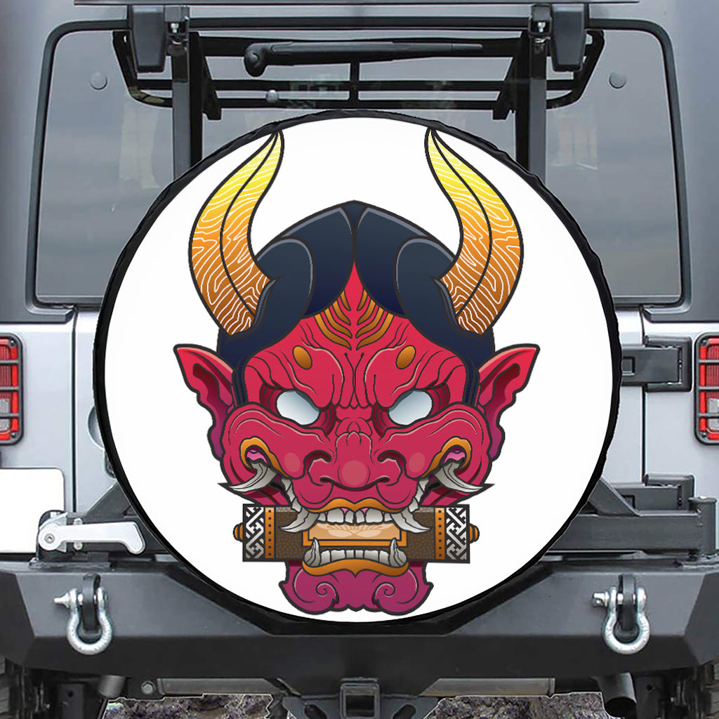 Japanese Demon Mask Print Tire Cover