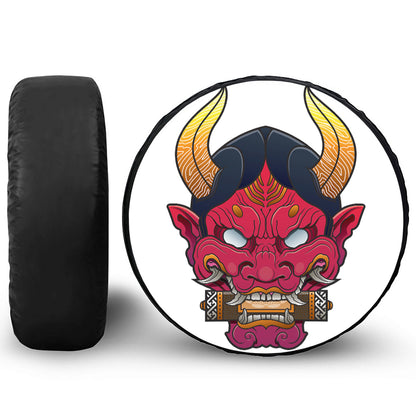 Japanese Demon Mask Print Tire Cover