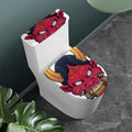 Japanese Demon Mask Print Toilet Lid And Tank Cover Set