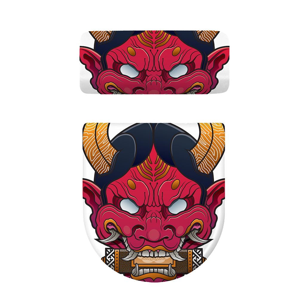 Japanese Demon Mask Print Toilet Lid And Tank Cover Set