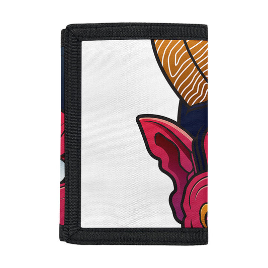 Japanese Demon Mask Print Trifold Wallet