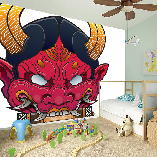 Japanese Demon Mask Print Wall Sticker