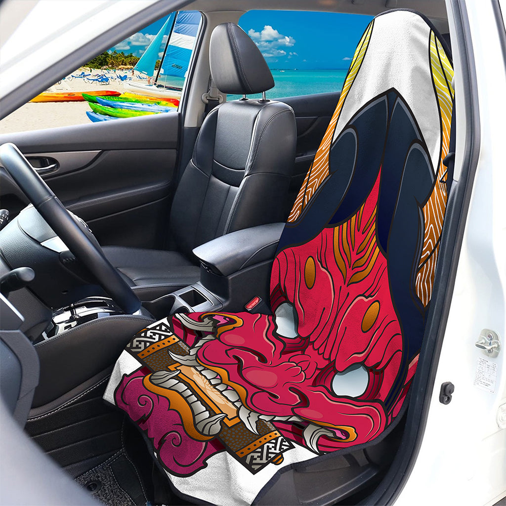 Japanese Demon Mask Print Waterproof Car Seat Cover