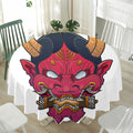 Japanese Demon Mask Print Waterproof Round Tablecloth