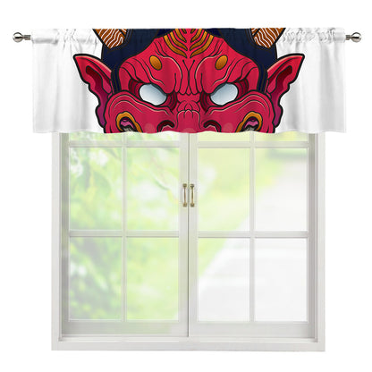Japanese Demon Mask Print Window Valance