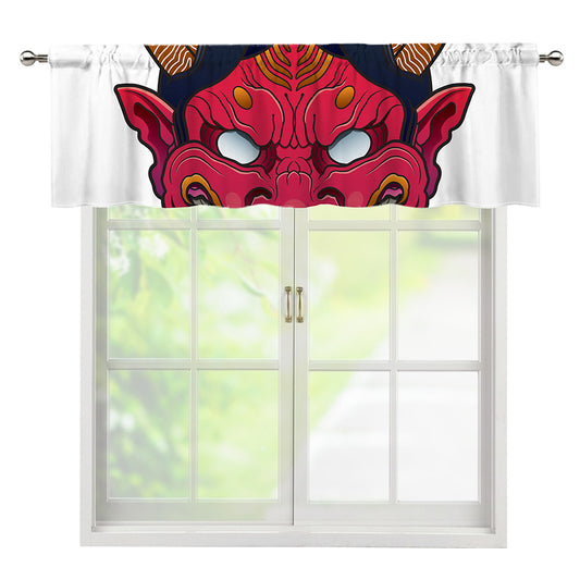 Japanese Demon Mask Print Window Valance