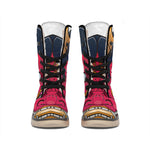 Japanese Demon Mask Print Winter Boots