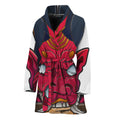Japanese Demon Mask Print Women's Bathrobe