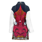 Japanese Demon Mask Print Women's Bathrobe