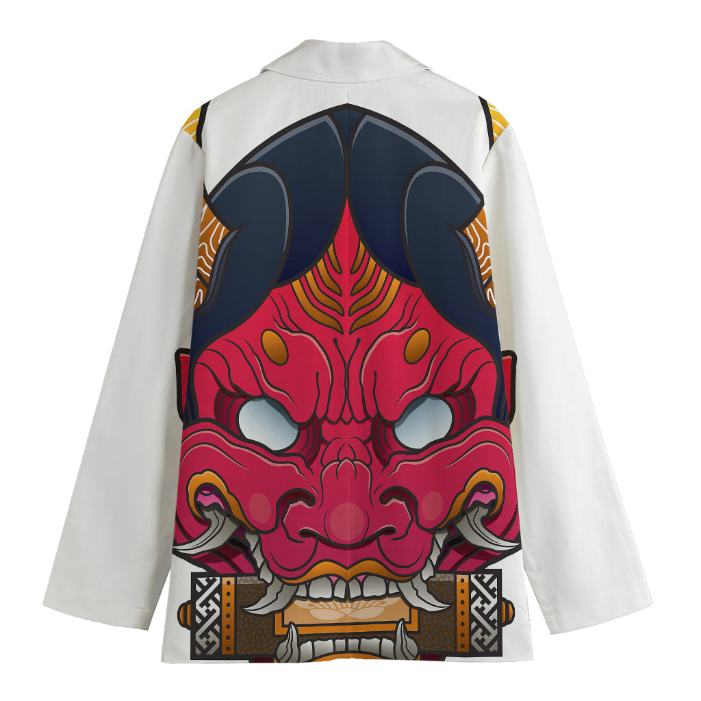 Japanese Demon Mask Print Women's Blazer