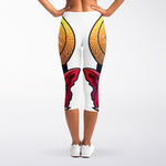 Japanese Demon Mask Print Women's Capri Leggings