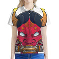 Japanese Demon Mask Print Women's Polo Shirt