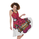 Japanese Demon Mask Print Women's Sleeveless Dress