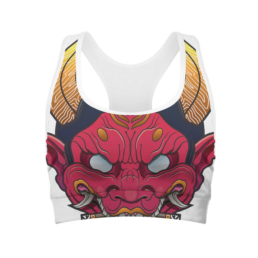 Japanese Demon Mask Print Women's Sports Bra