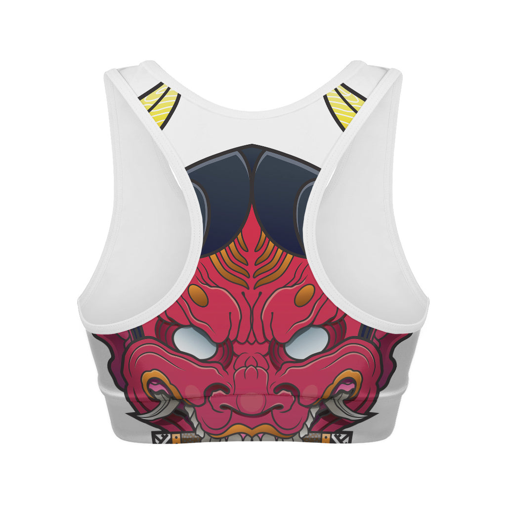 Japanese Demon Mask Print Women's Sports Bra