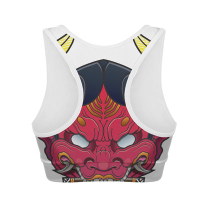 Japanese Demon Mask Print Women's Sports Bra
