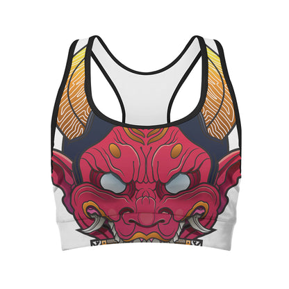 Japanese Demon Mask Print Women's Sports Bra