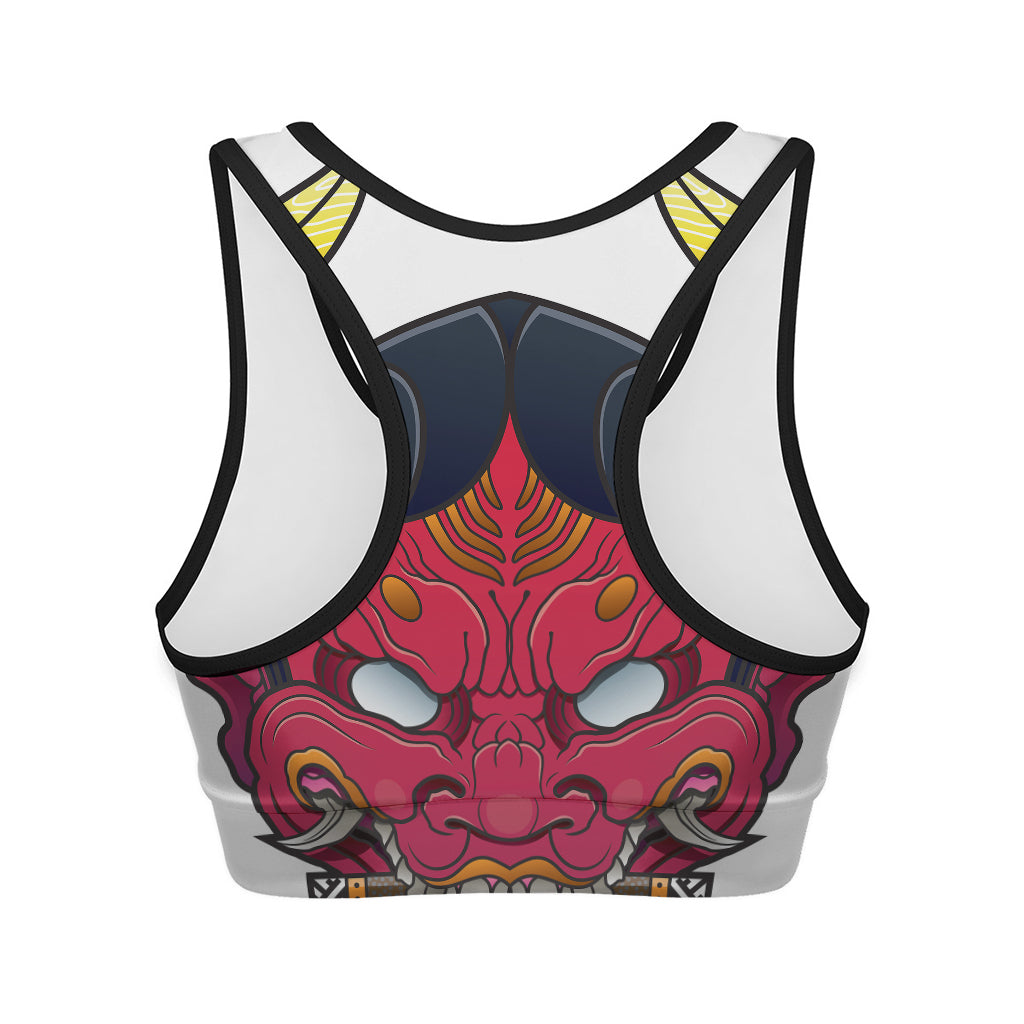 Japanese Demon Mask Print Women's Sports Bra