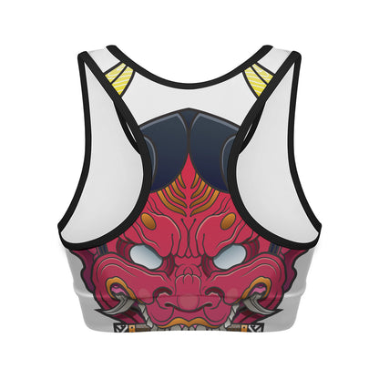 Japanese Demon Mask Print Women's Sports Bra