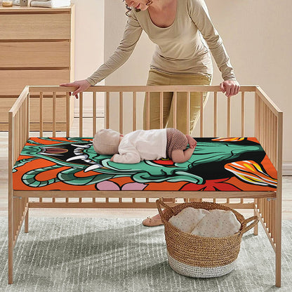 Japanese Demon Print Baby Crib Sheet