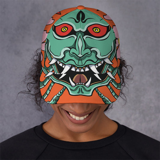 Japanese Demon Print Baseball Cap