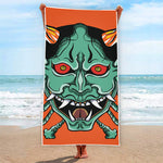 Japanese Demon Print Beach Towel