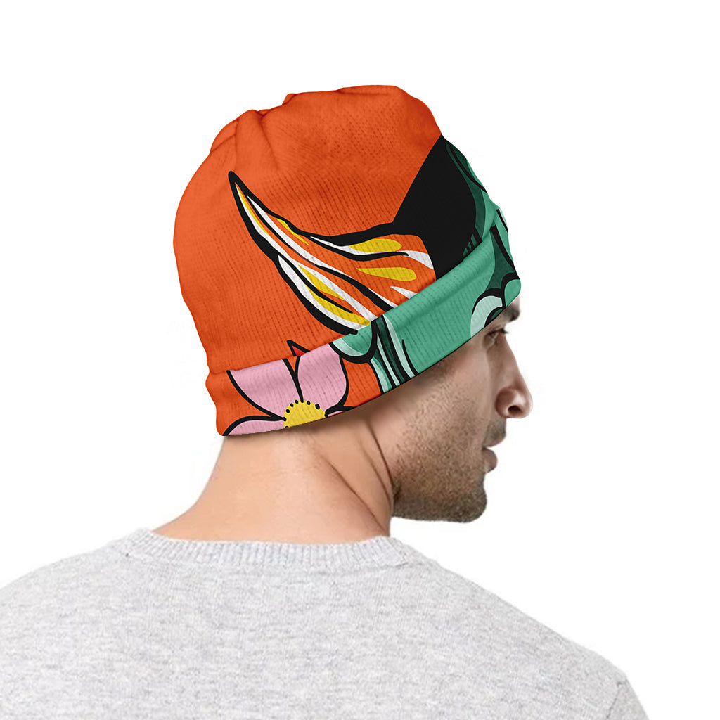 Japanese Demon Print Beanie