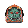 Japanese Demon Print Black Mesh Trucker Hat