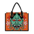 Japanese Demon Print Canvas Tote Bag