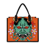 Japanese Demon Print Canvas Tote Bag