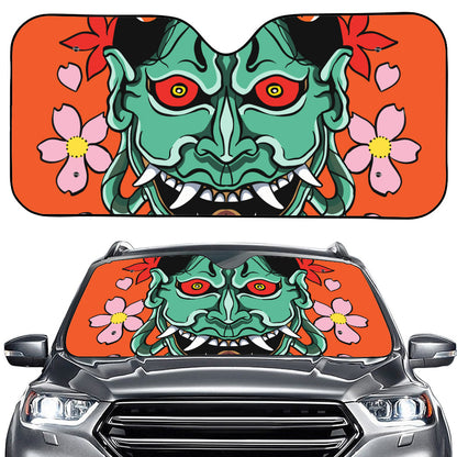Japanese Demon Print Car Windshield Sun Shade