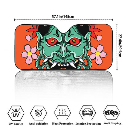 Japanese Demon Print Car Windshield Sun Shade