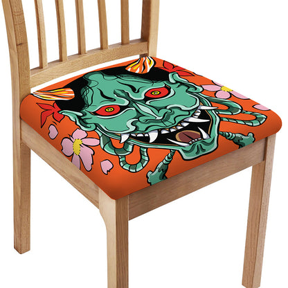 Japanese Demon Print Chair Cushion Cover
