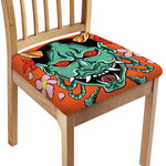 Japanese Demon Print Chair Cushion Cover
