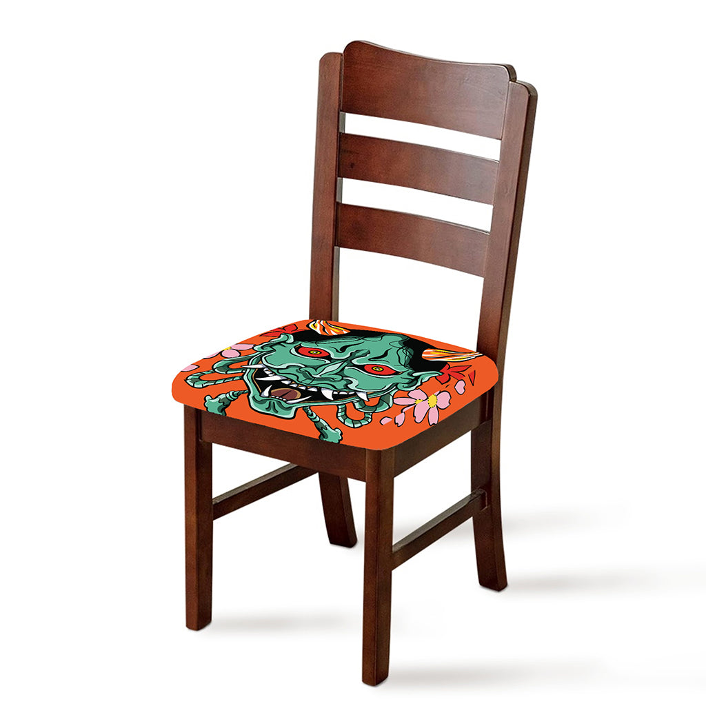Japanese Demon Print Chair Cushion Cover