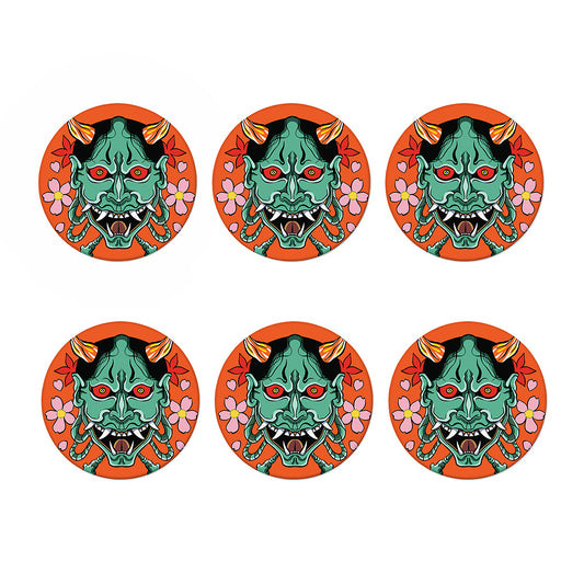 Japanese Demon Print Coaster Set