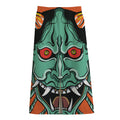 Japanese Demon Print Cotton Front Slit Maxi Skirt