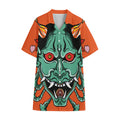 Japanese Demon Print Cotton Hawaiian Shirt
