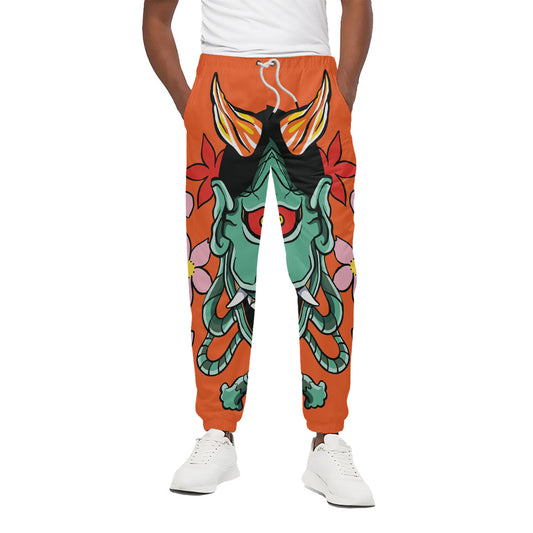 Japanese Demon Print Cotton Pants