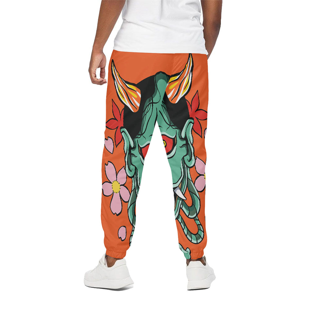 Japanese Demon Print Cotton Pants