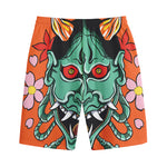 Japanese Demon Print Cotton Shorts