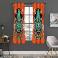 Japanese Demon Print Grommet Curtain Panels