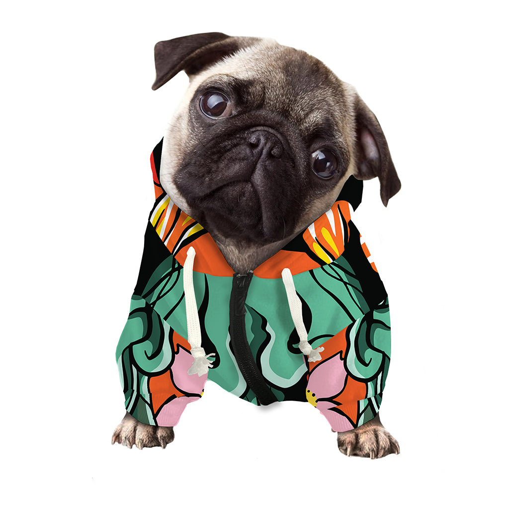 Japanese Demon Print Dog Zip Up Hoodie