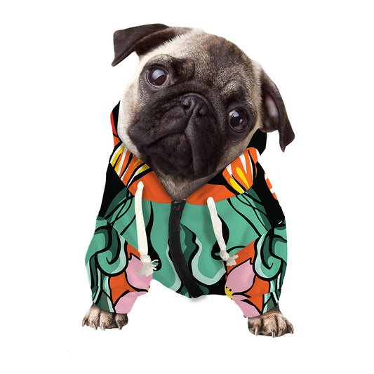Japanese Demon Print Dog Zip Up Hoodie