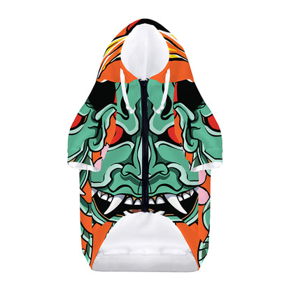 Japanese Demon Print Dog Zip Up Hoodie
