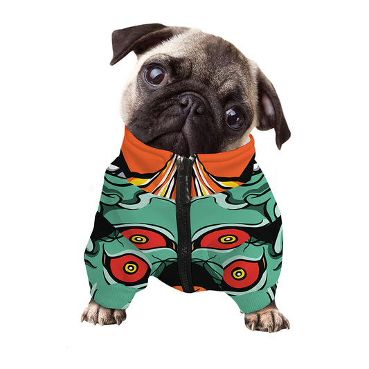 Japanese Demon Print Dog Zip Up Jacket