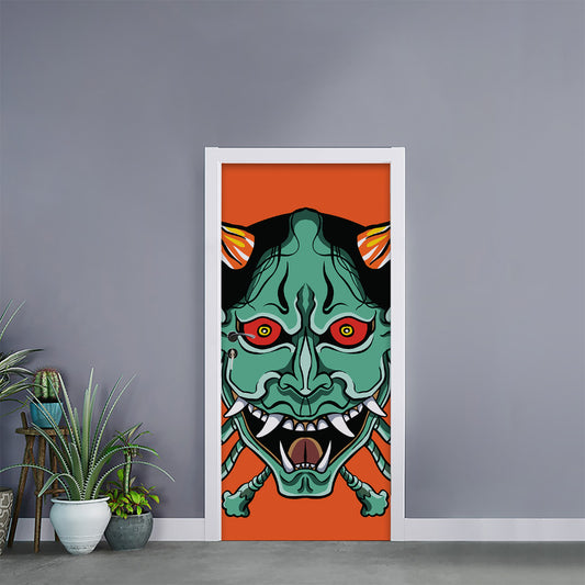 Japanese Demon Print Door Sticker